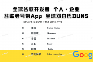 个人、公司、企业版，资料齐全、通过验证！2024全新苹果与谷歌开发者账号【联系 @U4888】，DUNS官方认证，保障谷歌老号可靠可查。立即咨询，了解更多详情！