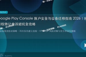 Google Play Console 账户安全与设备迁移指南 2026｜所有权转让申诉避坑全攻略